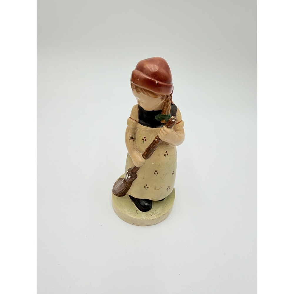Herbert Dubler 1942 Figurine Old Woman Broom Polka Dot‎ Vintage Decor Hand Paint